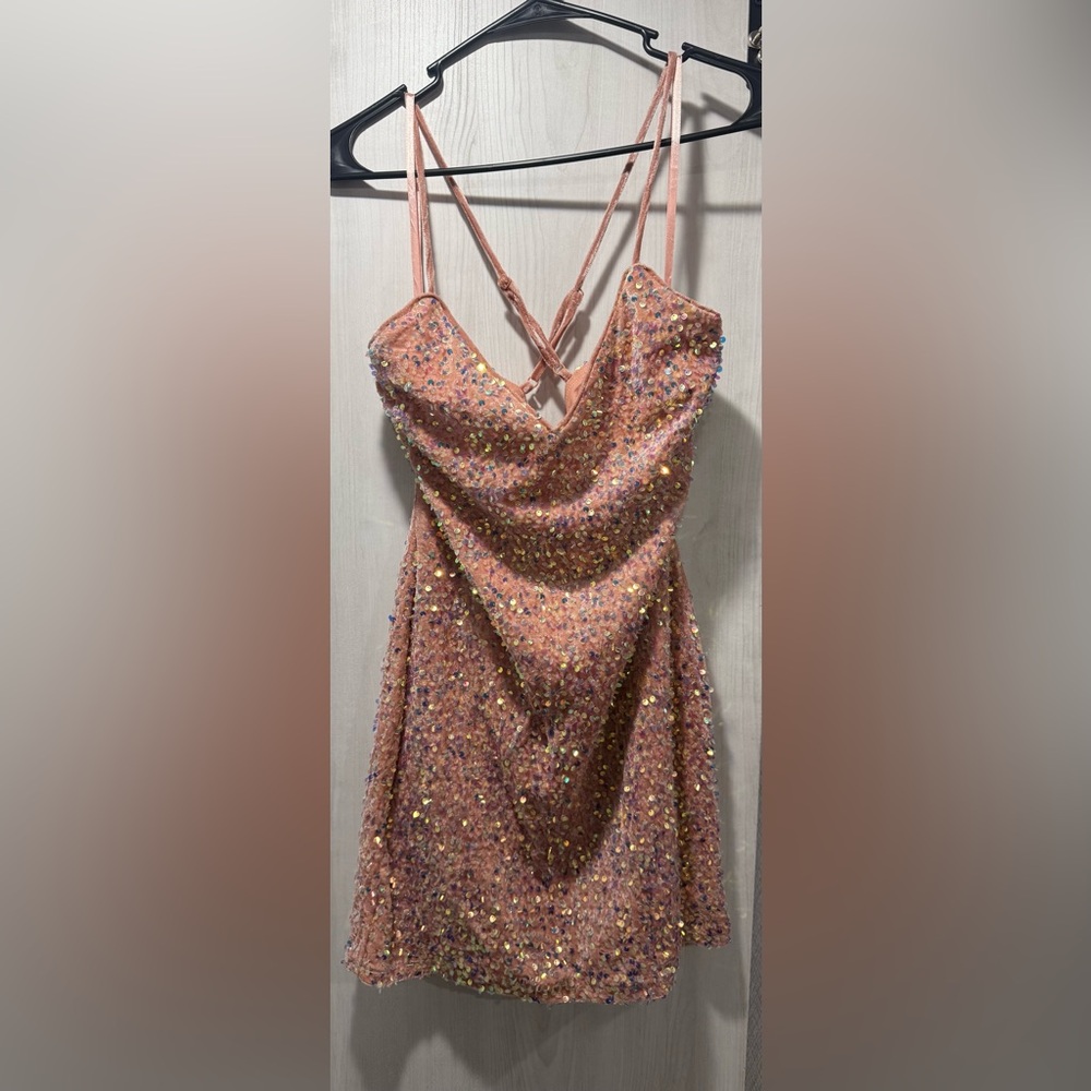 City Triangles Sparkling Pink Sequin Dress